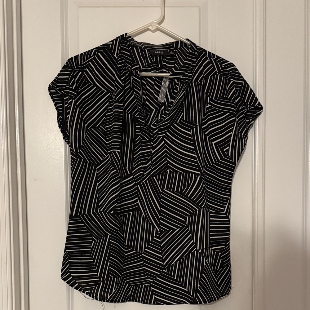 Apt. 9 Geometric Black and White Blouse
